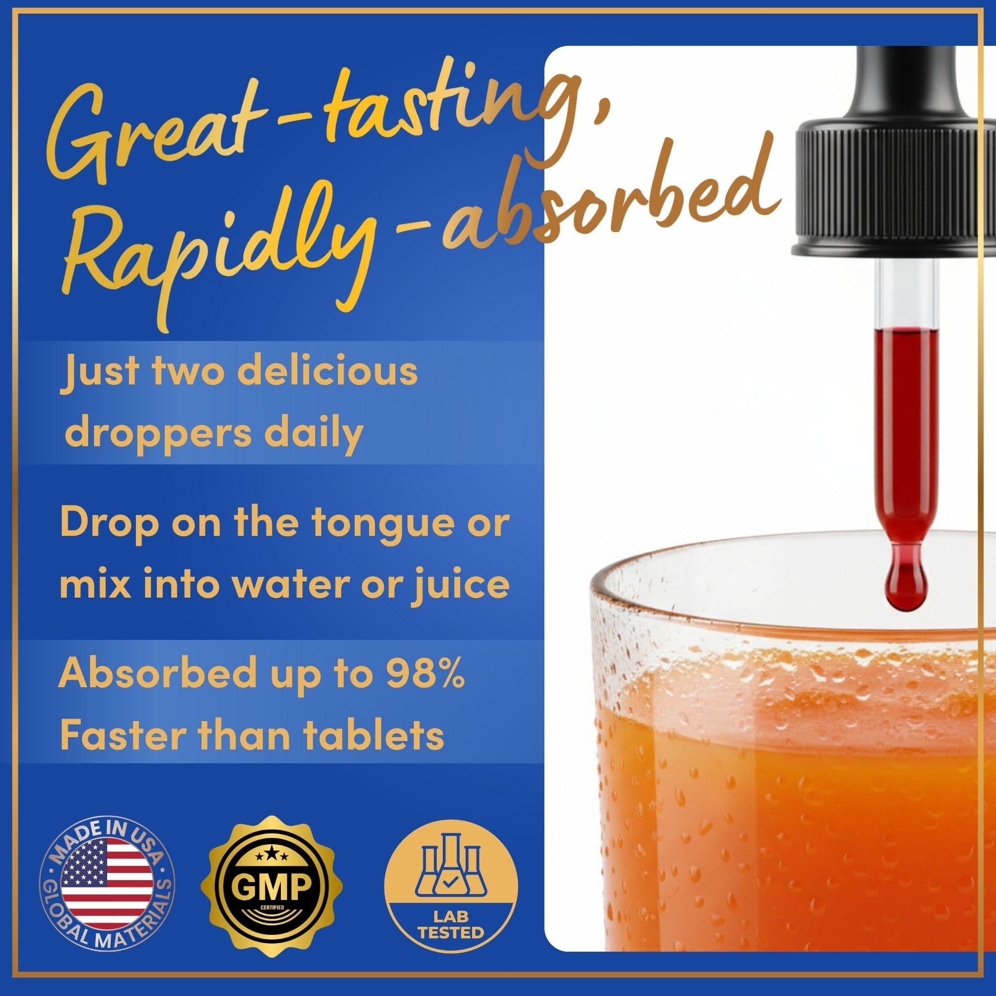 Organic fruit and vegetable blend ingredients in the bottle