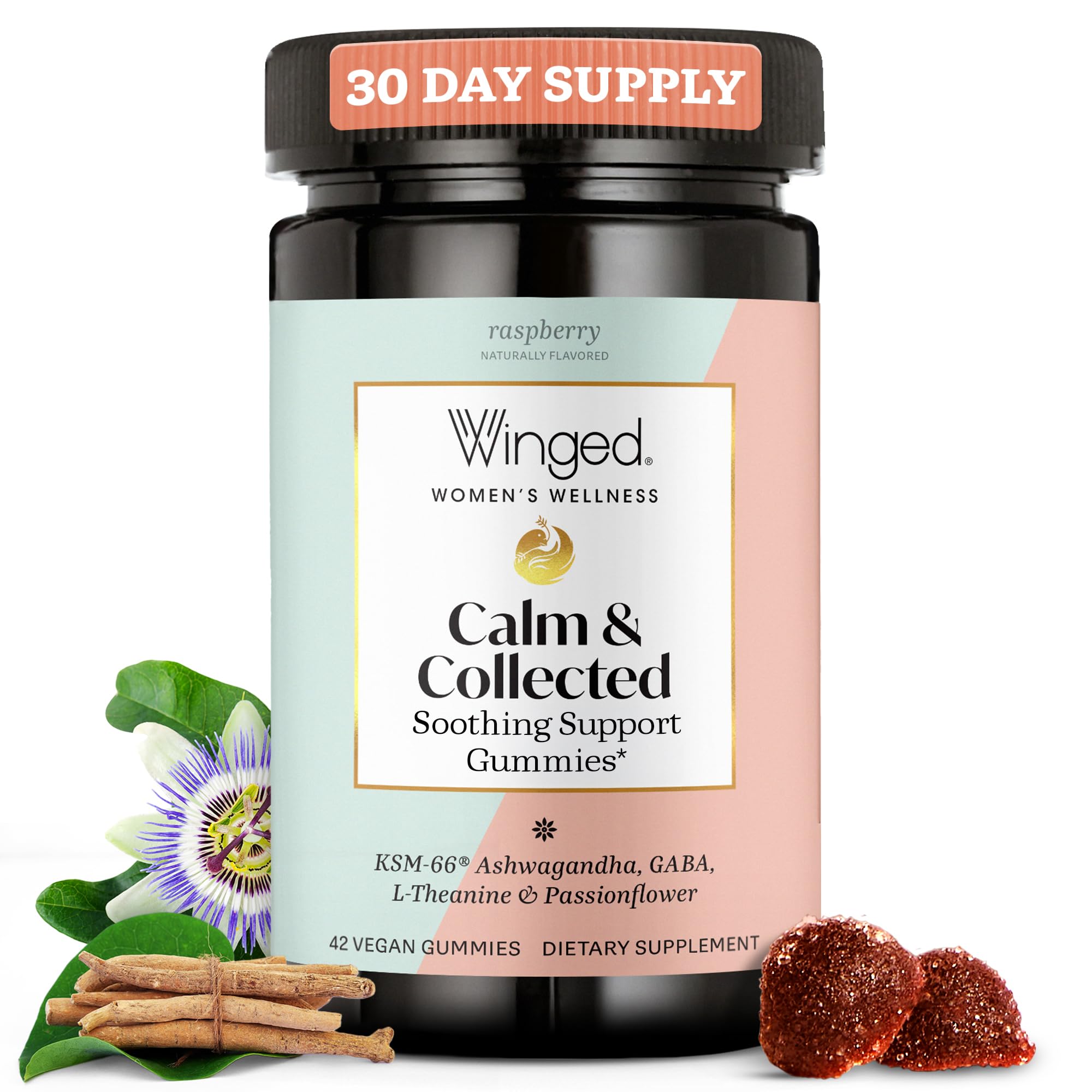 Bottle of Winged Wellness Calm & Collected Gummies