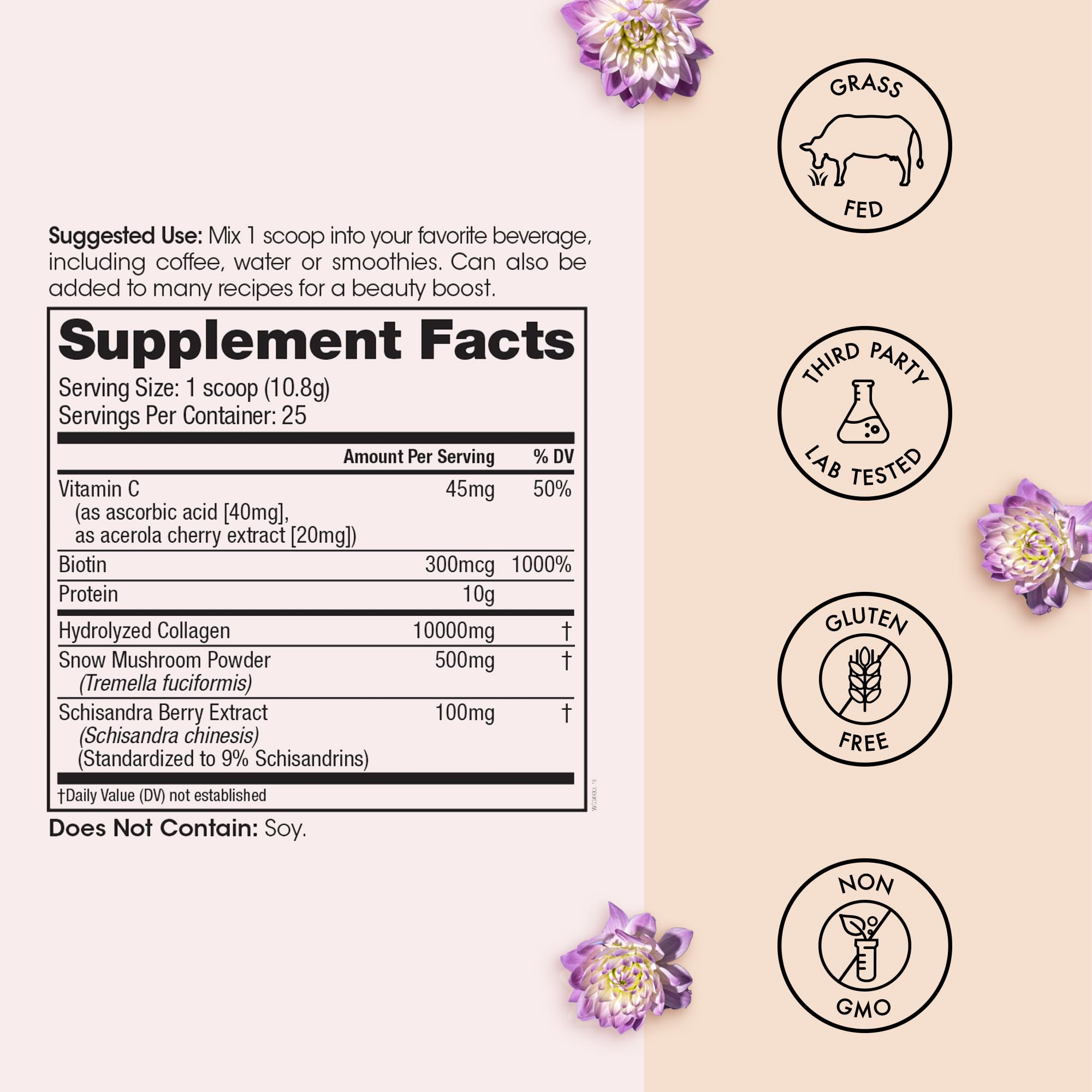 Grass-fed hydrolyzed collagen peptides source for Glow Up