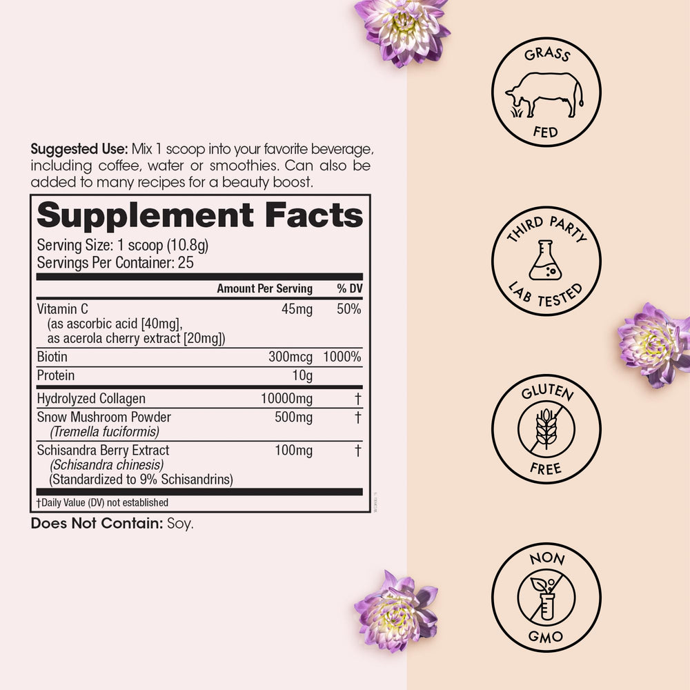 Grass-fed hydrolyzed collagen peptides source for Glow Up