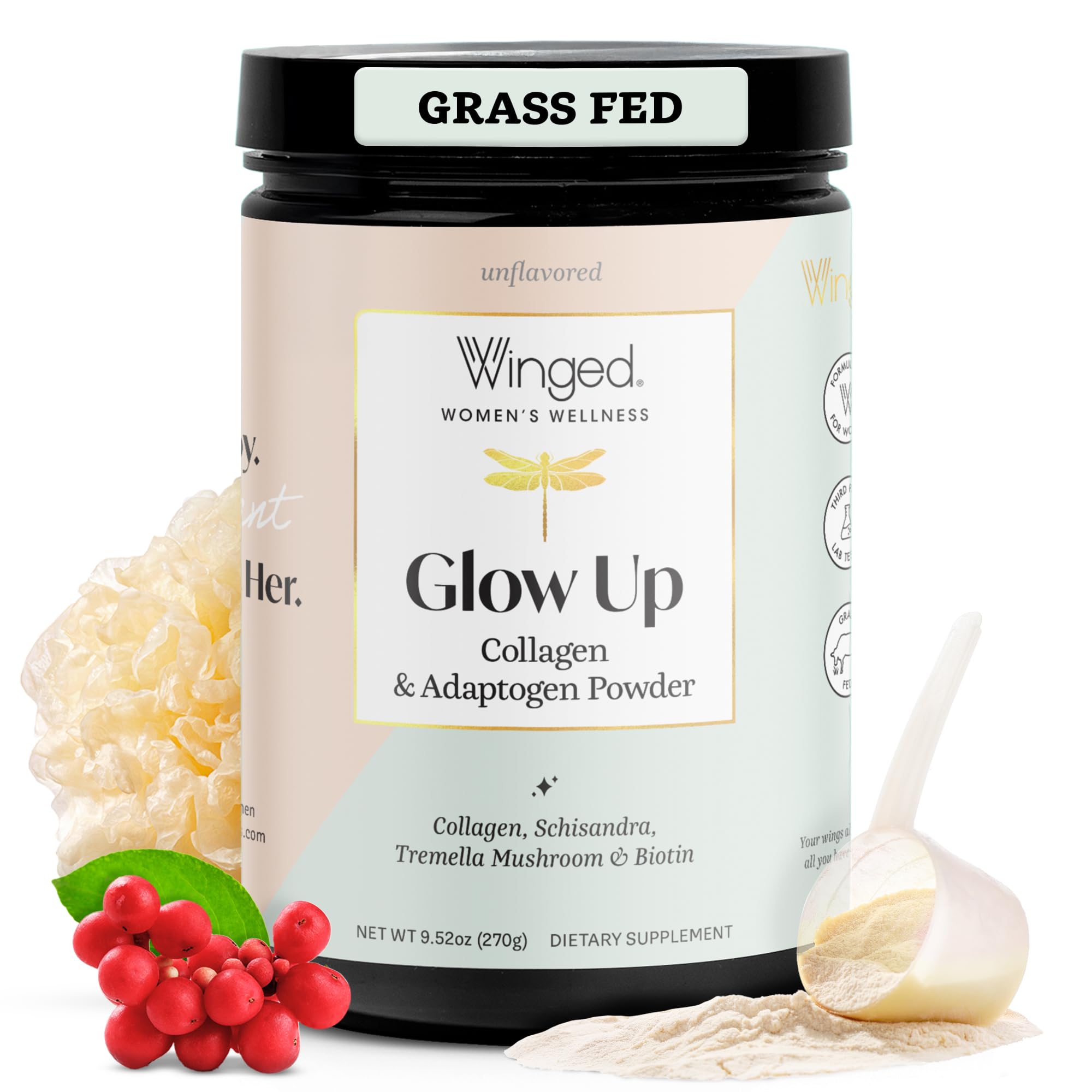 Hero image of Winged Wellness Glow Up collagen powder for women