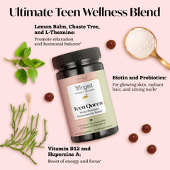 Vegan Teen Queen Gummies packaging with ingredients