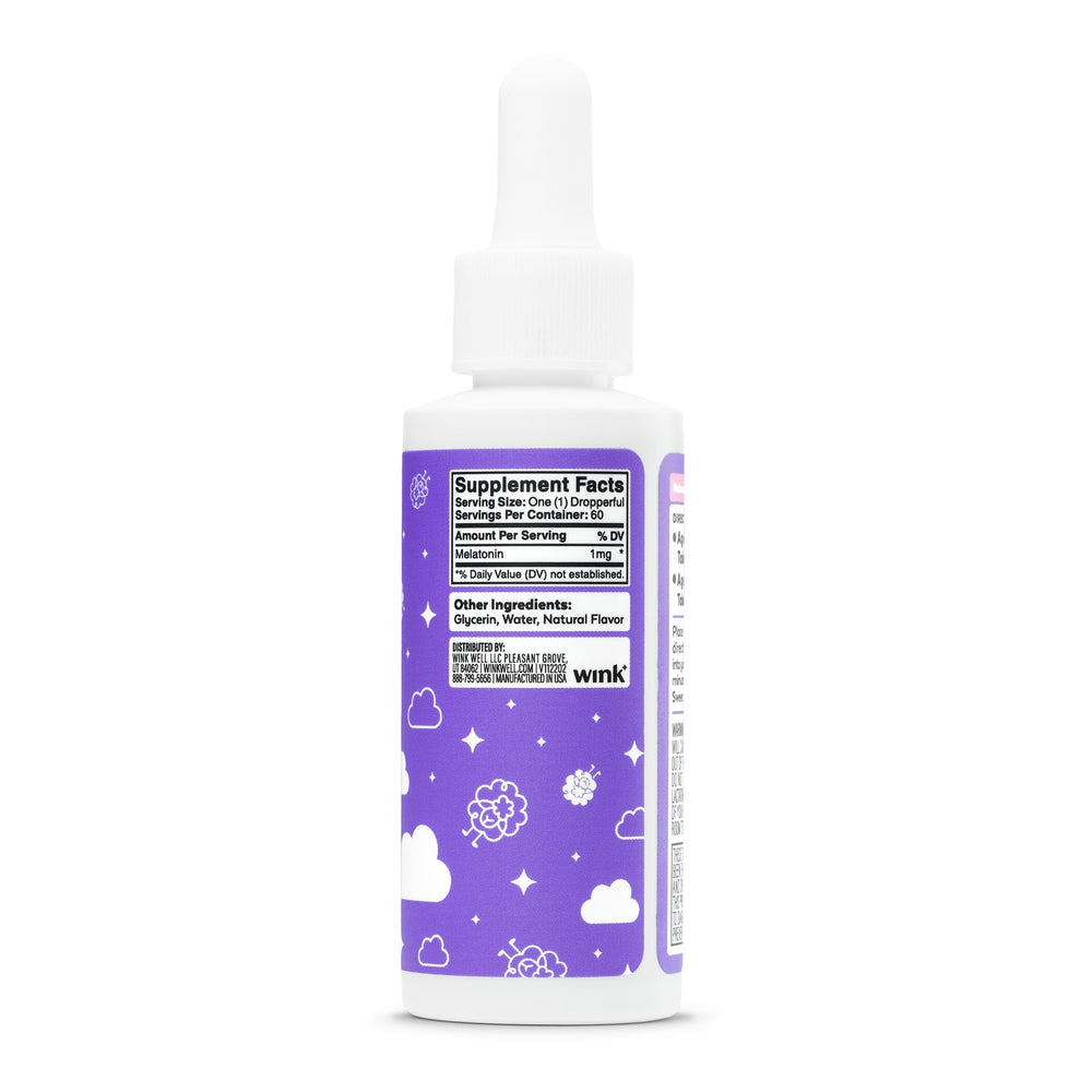 Wink Naturals berry flavor label highlights kid-friendly sleep support
