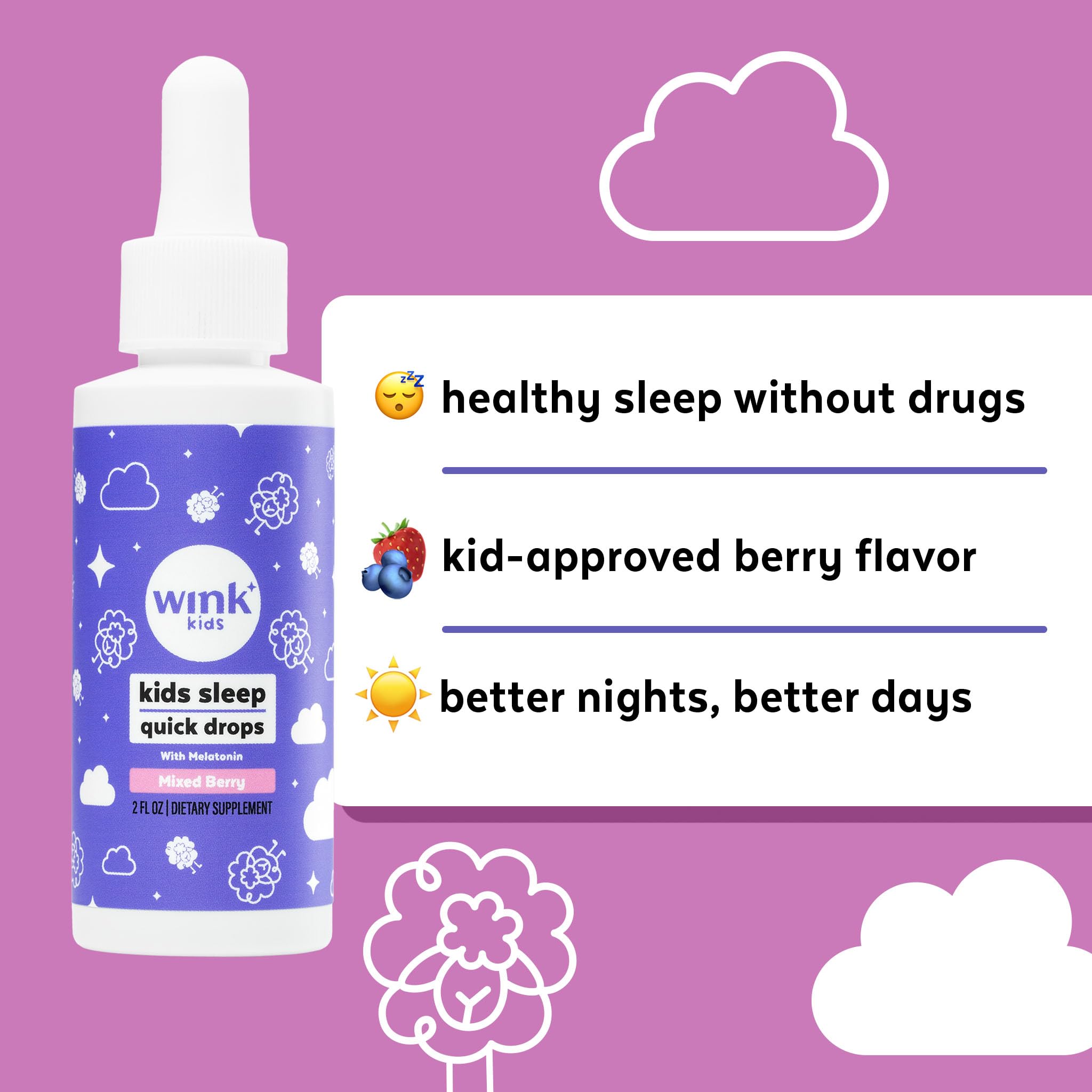 Two-pack Wink Naturals Wink Well Kids Melatonin Drops shown together