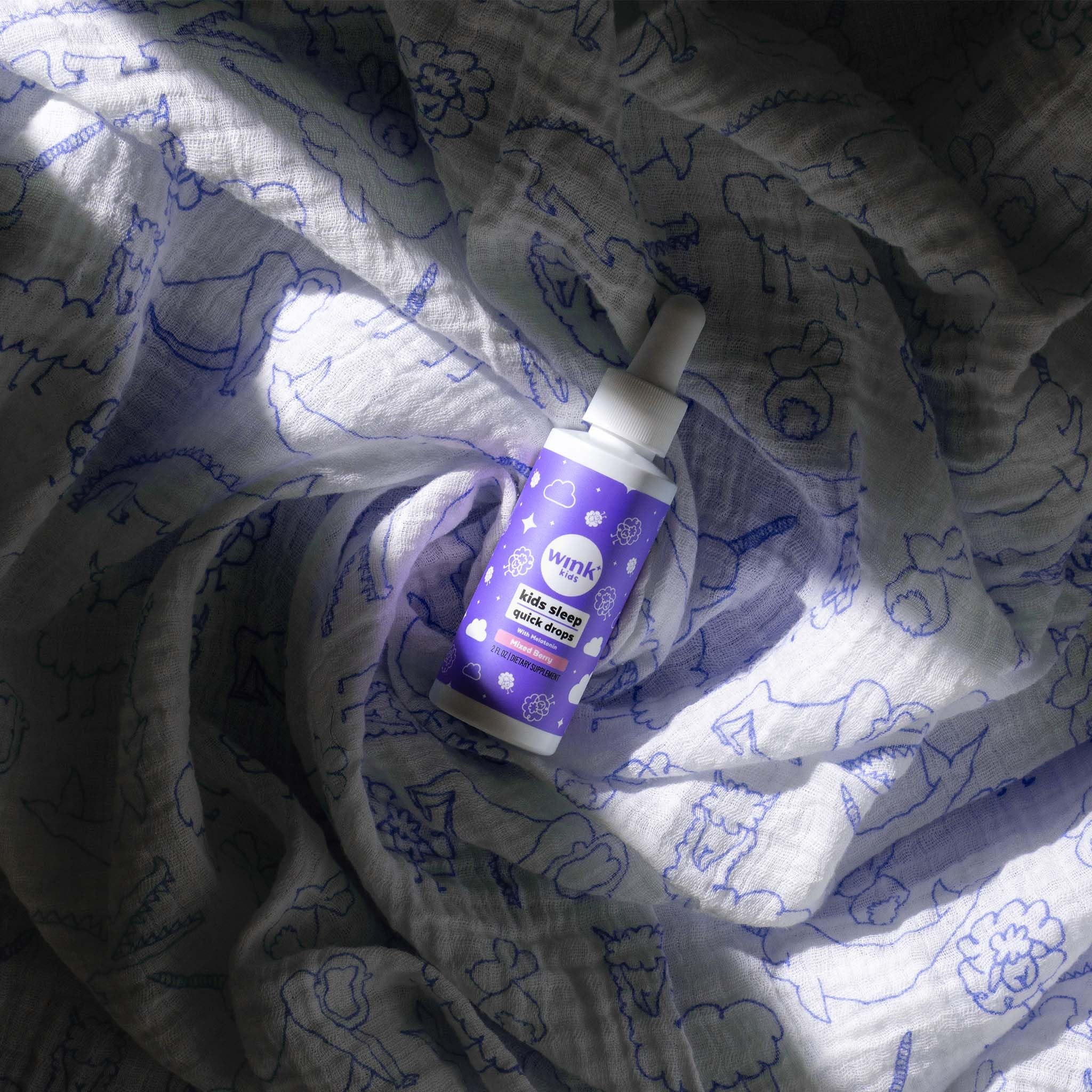 Graphic showing 1mg per serving dosage for kids' melatonin drops