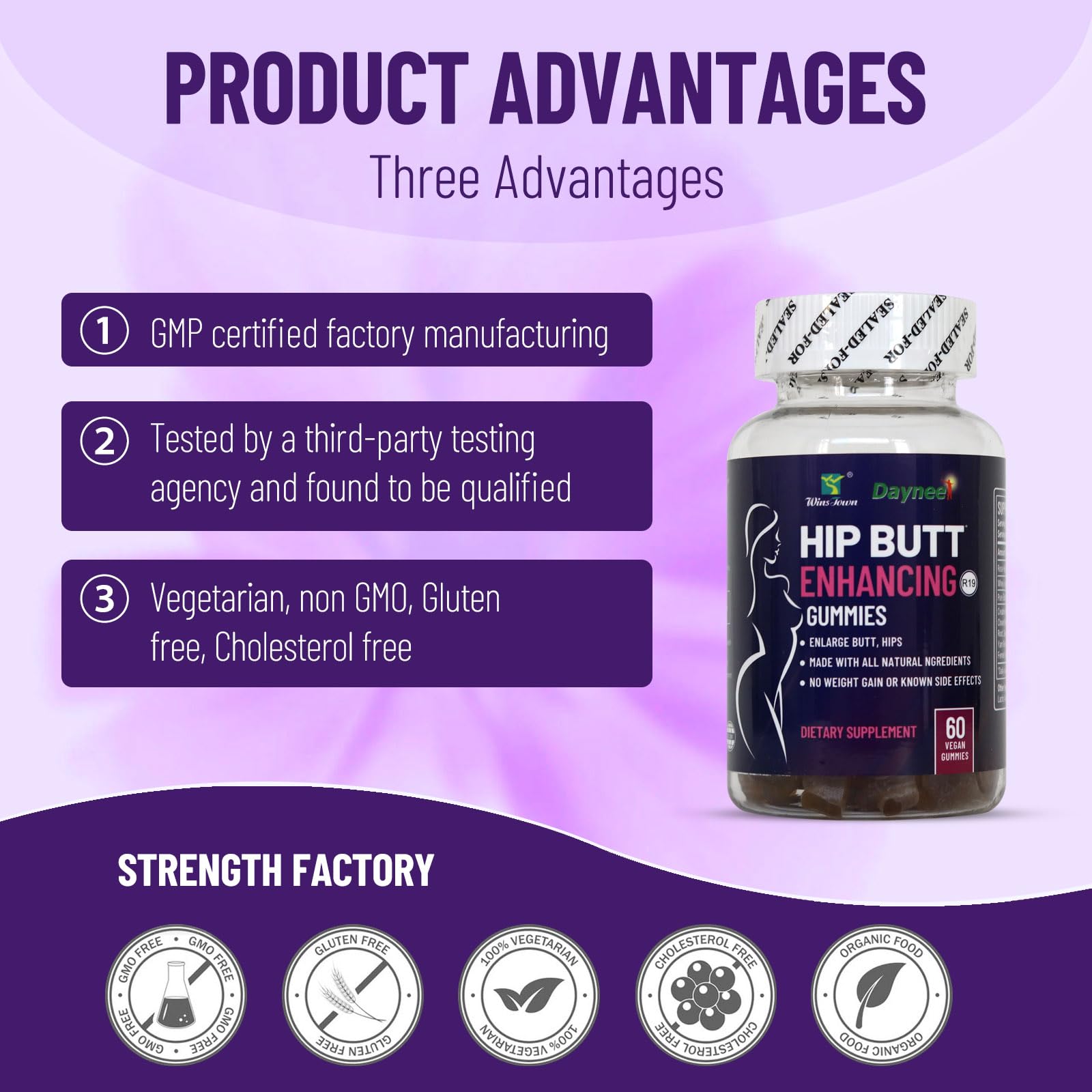 Gummies and scoop of Wins Town booty multivitamin