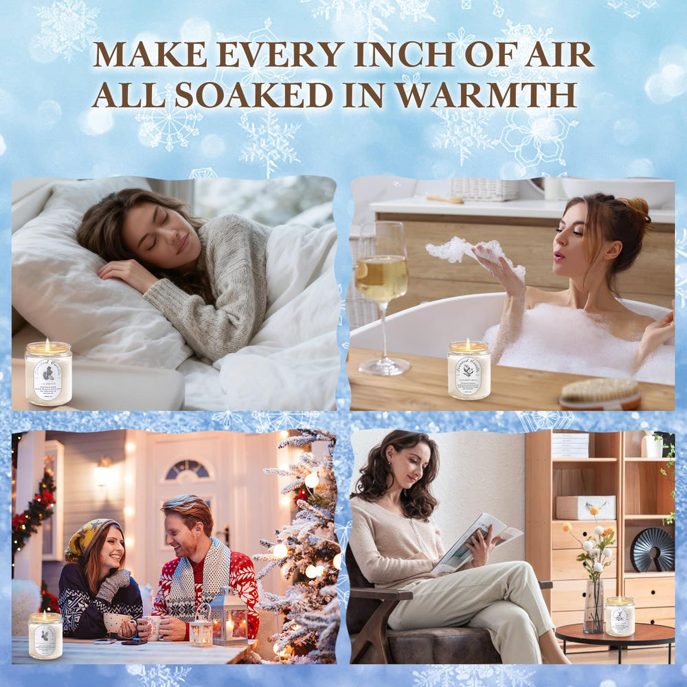 Lifestyle image of the Winter Candle Gift Set in a cozy home setting