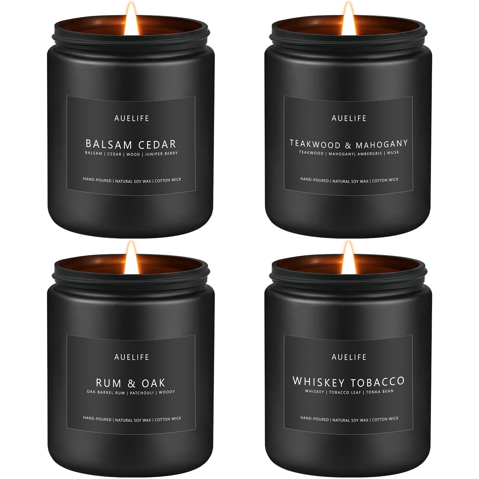 Balsam Cedar soy candle in a black matte jar