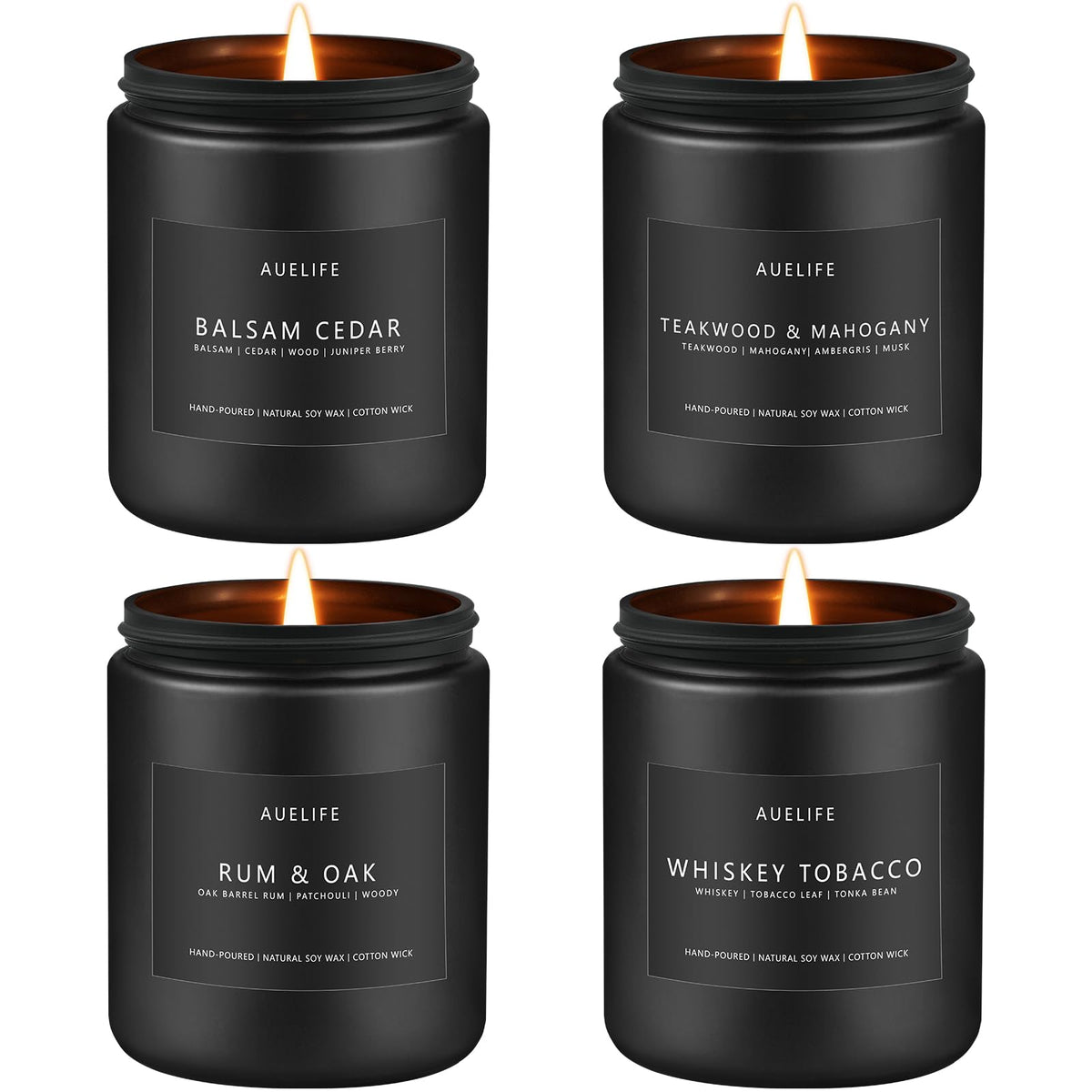 Balsam Cedar soy candle in a black matte jar