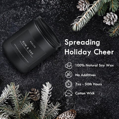 Whiskey Tobacco soy candle in a black matte jar