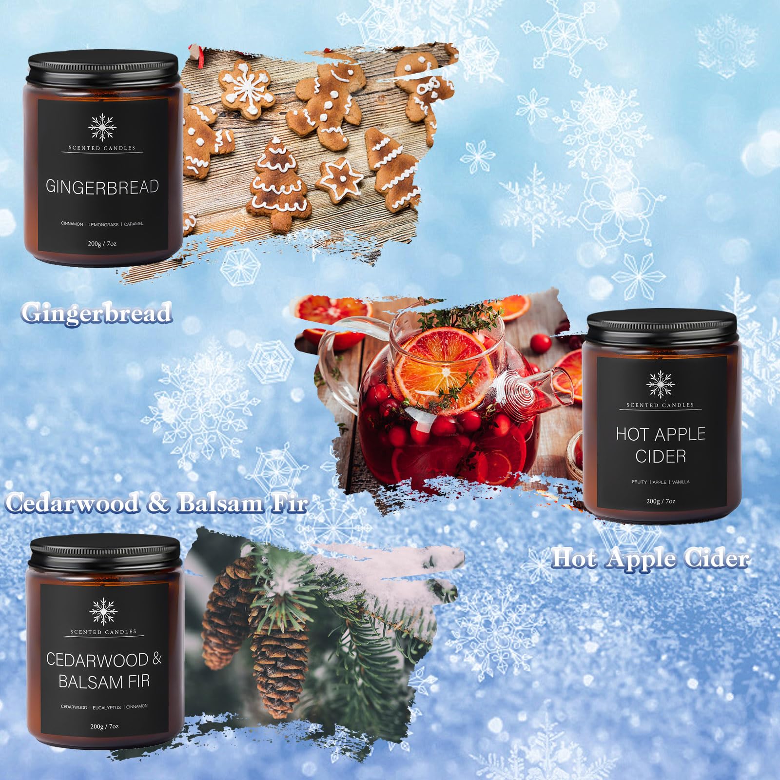 Gift-ready packaging for the six-candle winter set