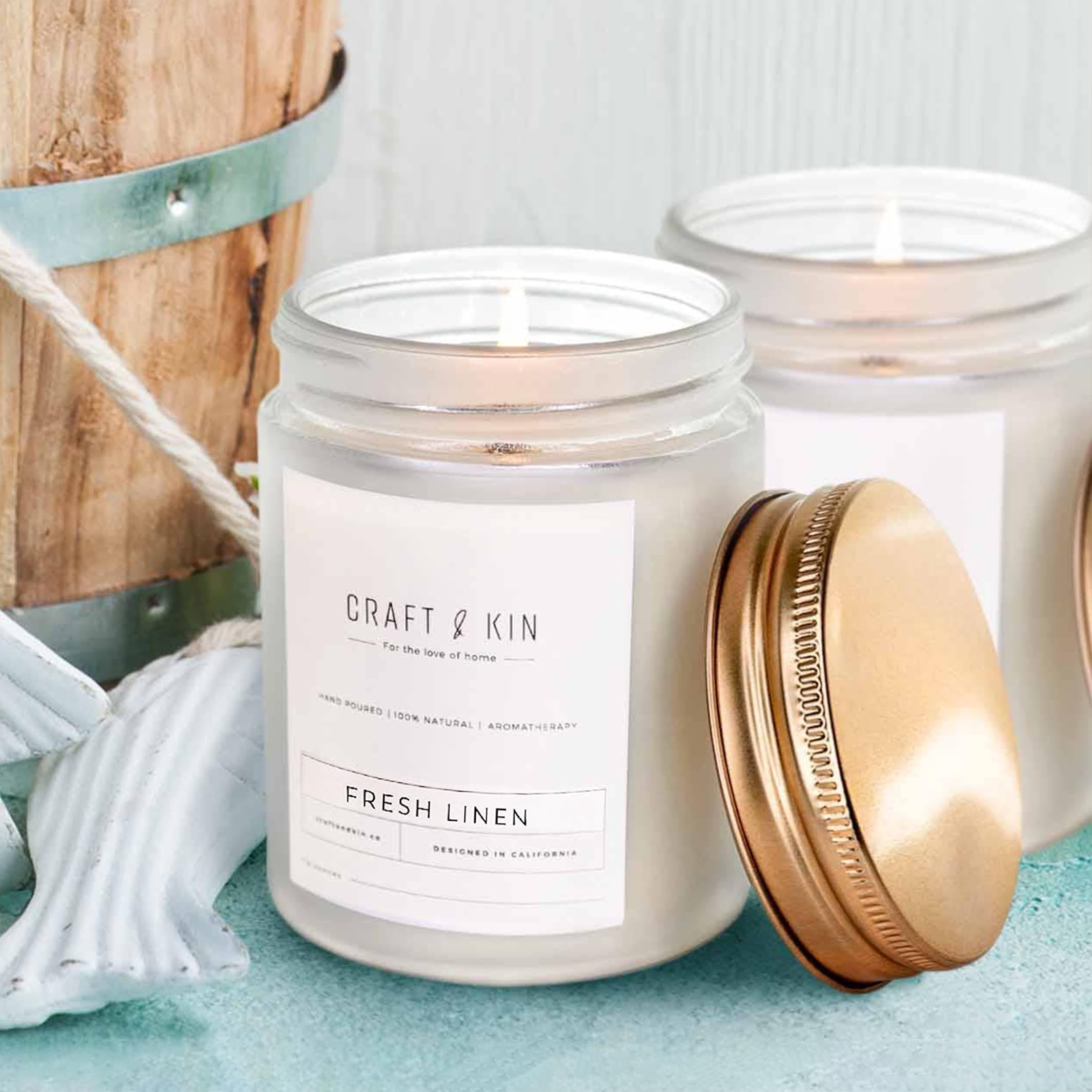 Winter holiday gift packaging candle