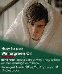 Wintergreen essential oil 4oz bottle label close-up