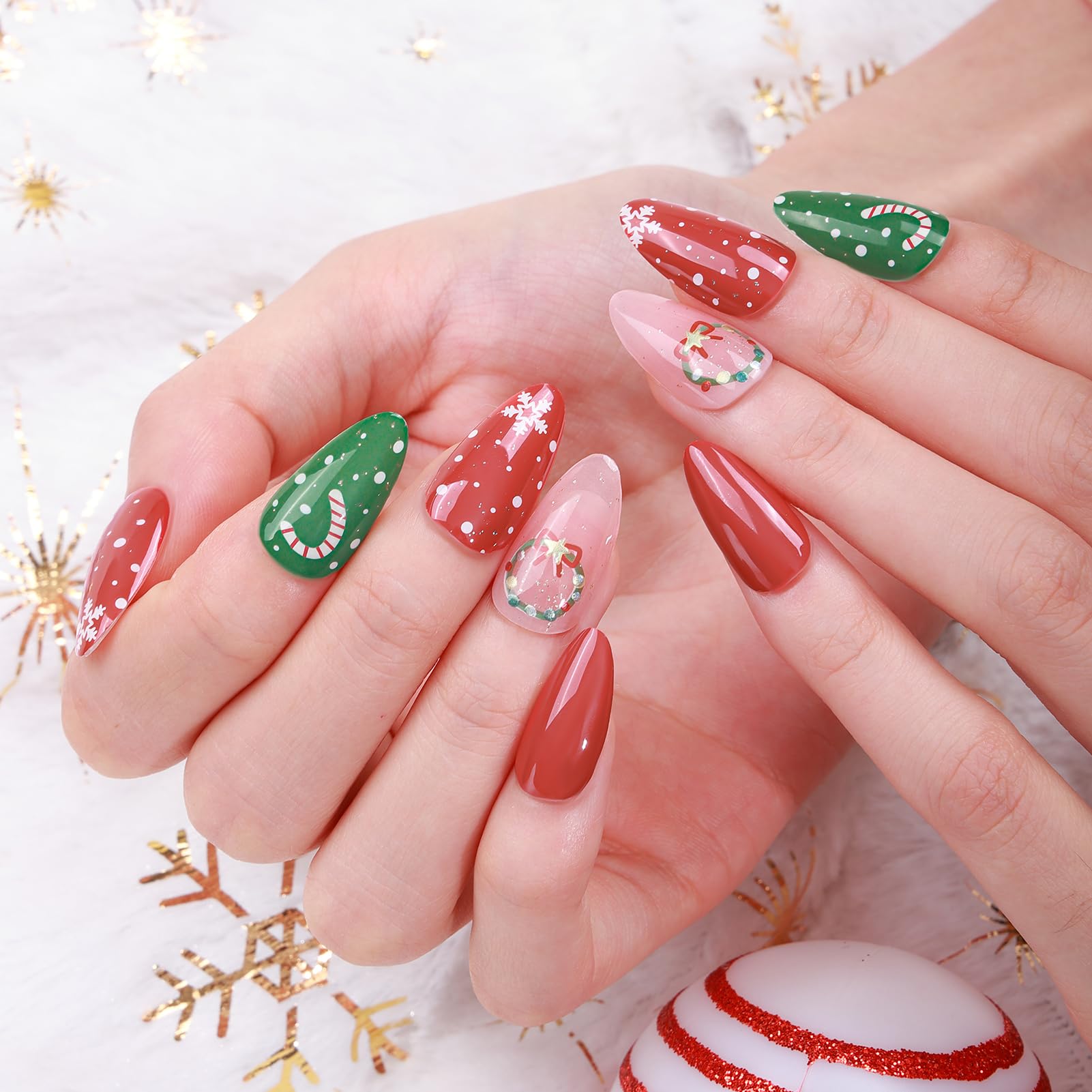 Winthrop Santa Claus pattern nail wraps for festive manicures.