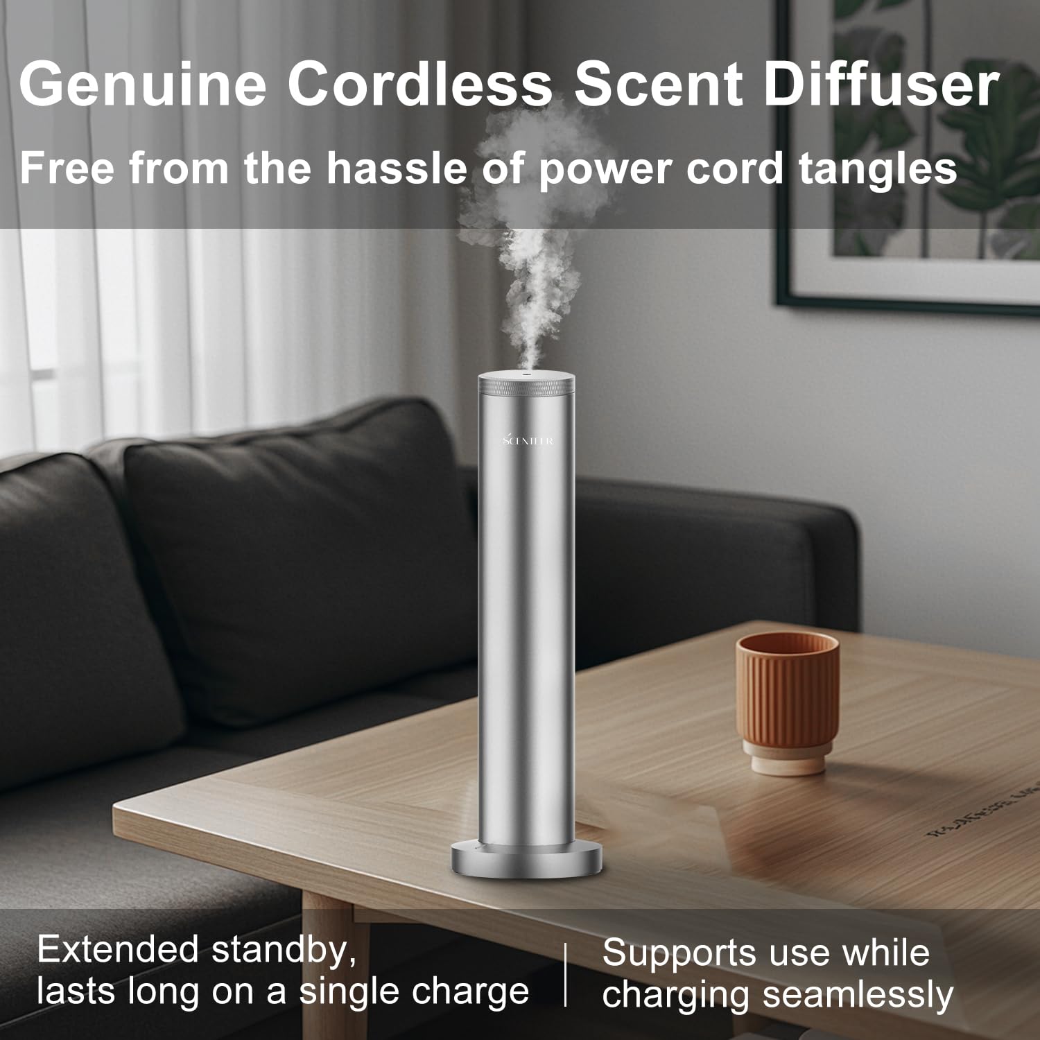 Front view of silver Wireless Scent Diffuser