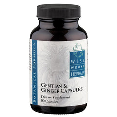 Wise Woman Herbals Gentian & Ginger Capsules bottle with label