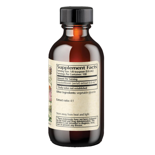 Close-up of Passionflower solid extract 4:1 ingredients on label