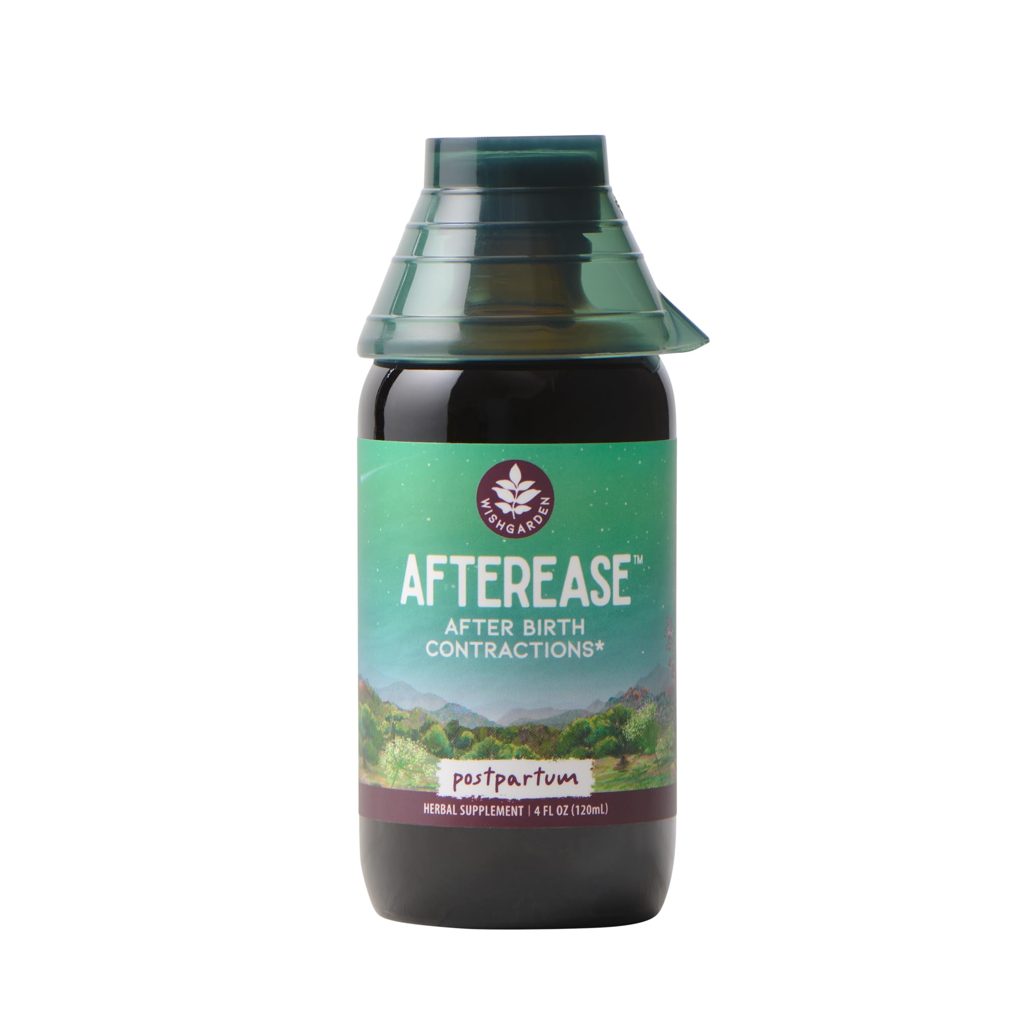 WishGarden AfterEase bottle label supports postpartum comfort during recovery.