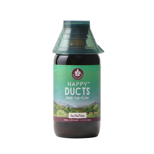 WishGarden Happy Ducts Lactation Support bottle and label on white background