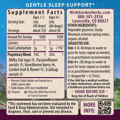 Sleepy Nights for Kids label close-up highlights organic passionflower and skullcap.