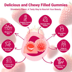 Gummy with label highlighting Type I collagen and biotin