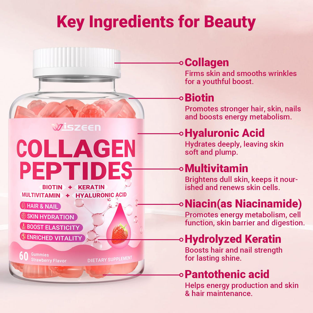 Assorted fruit-flavored Wiszeen collagen gummies