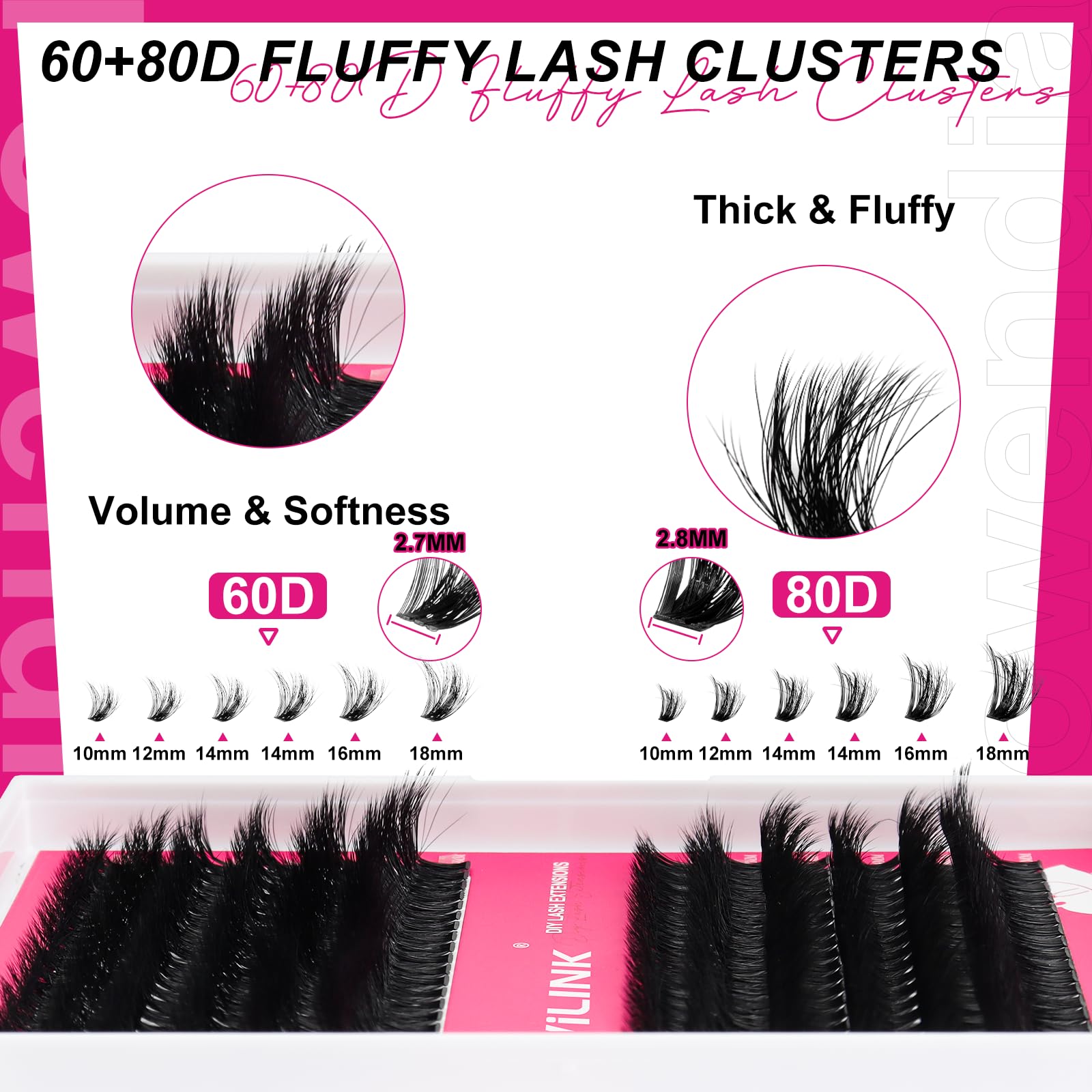WiWiLINK wispy cluster lashes 10-18mm for fluttery definition