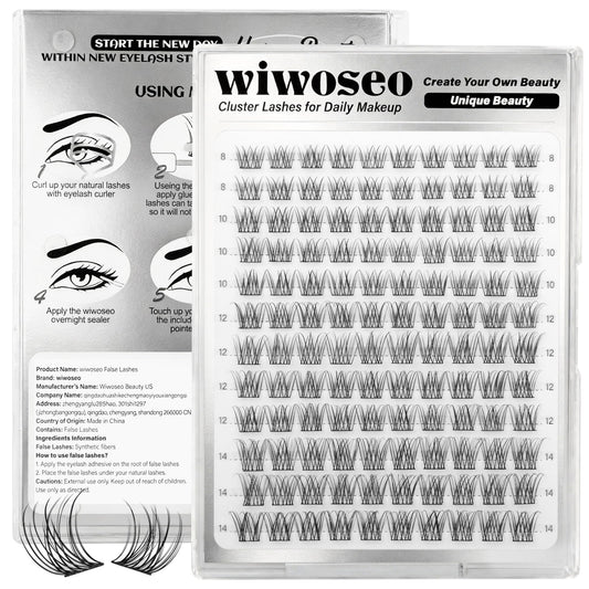 wiwoseo 8-14mm lash clusters for natural daily definition and easy DIY styling.