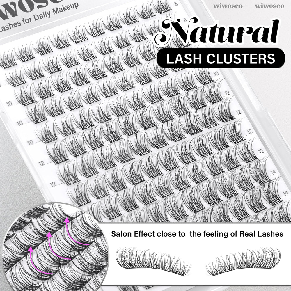 wiwoseo versatile daily-use lash clusters for different eye shapes.
