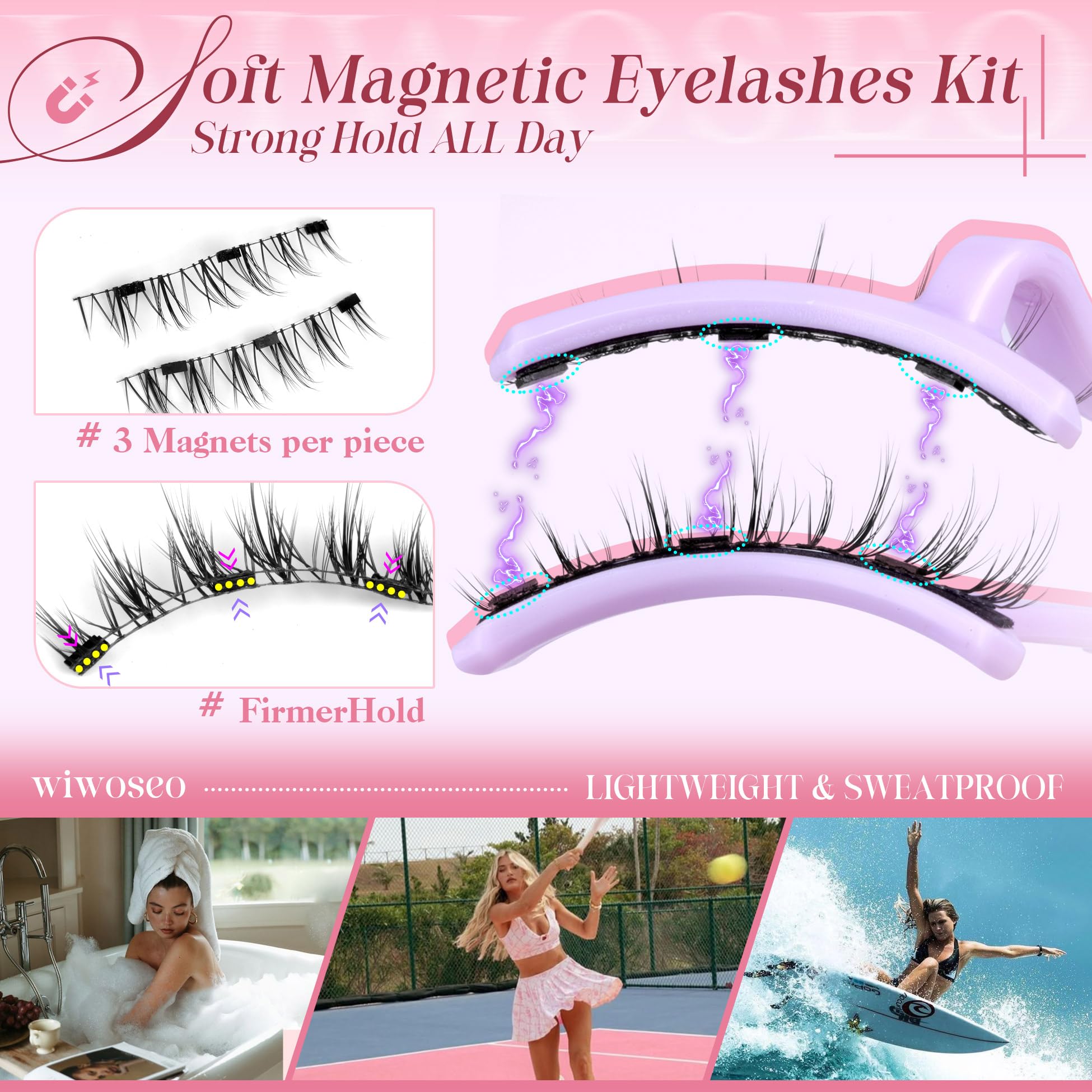 wiwoseo no-glue magnetic lashes for easy, adhesive-free application