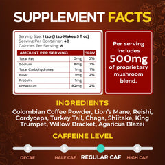 Ten-mushroom blend graphic on product label