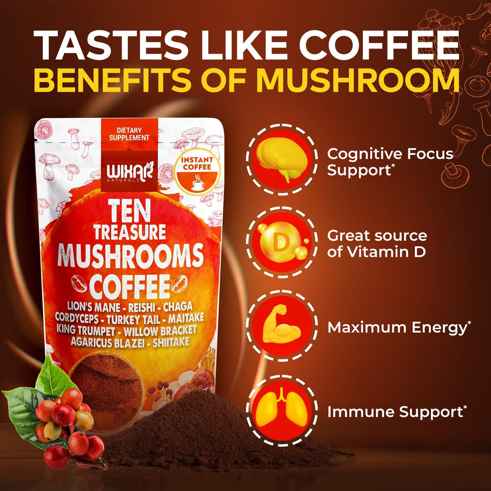 Cup of prepared mushroom coffee