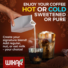 Mug of dark mushroom coffee beverage