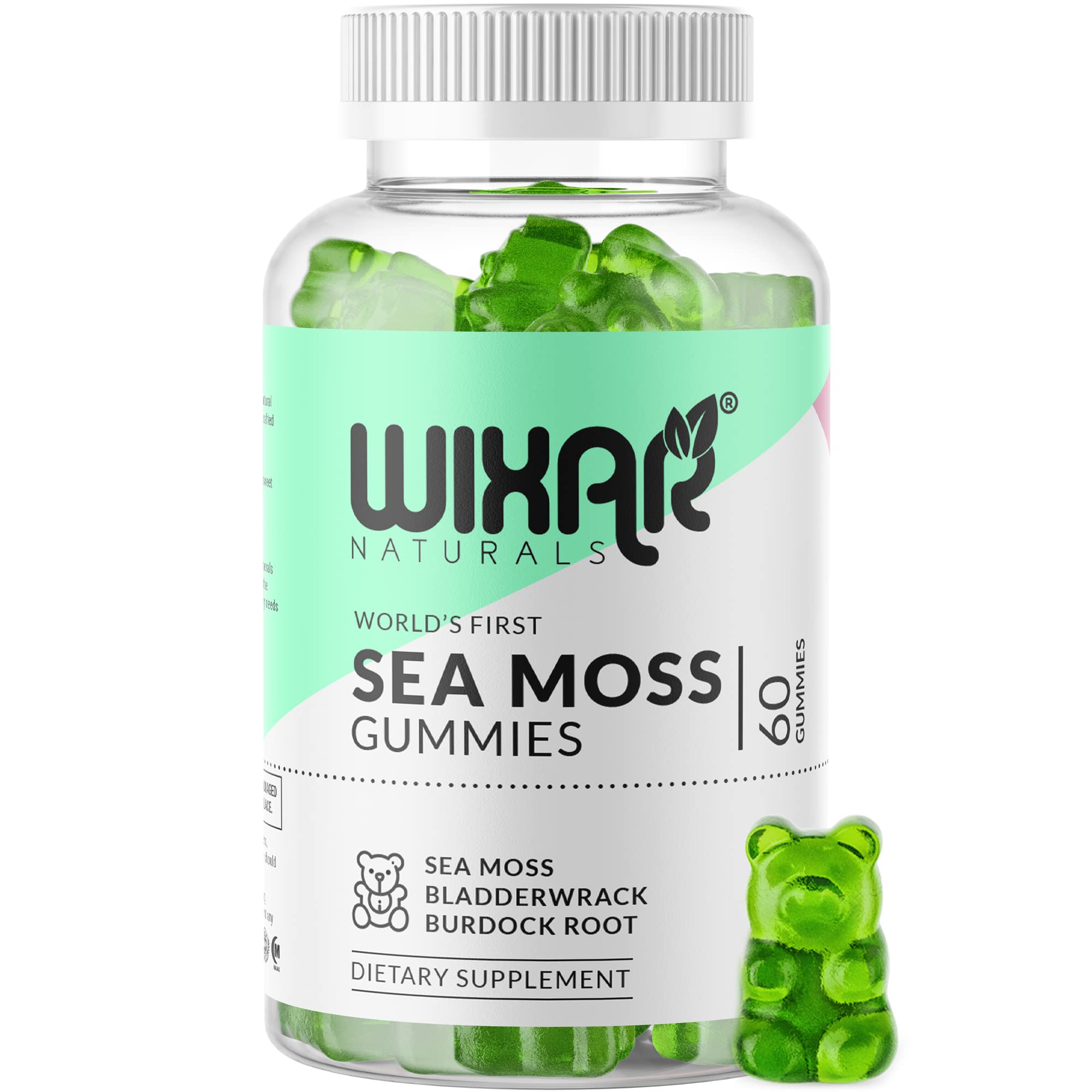 Front view of Wixar Naturals Sea Moss Gummies bottle