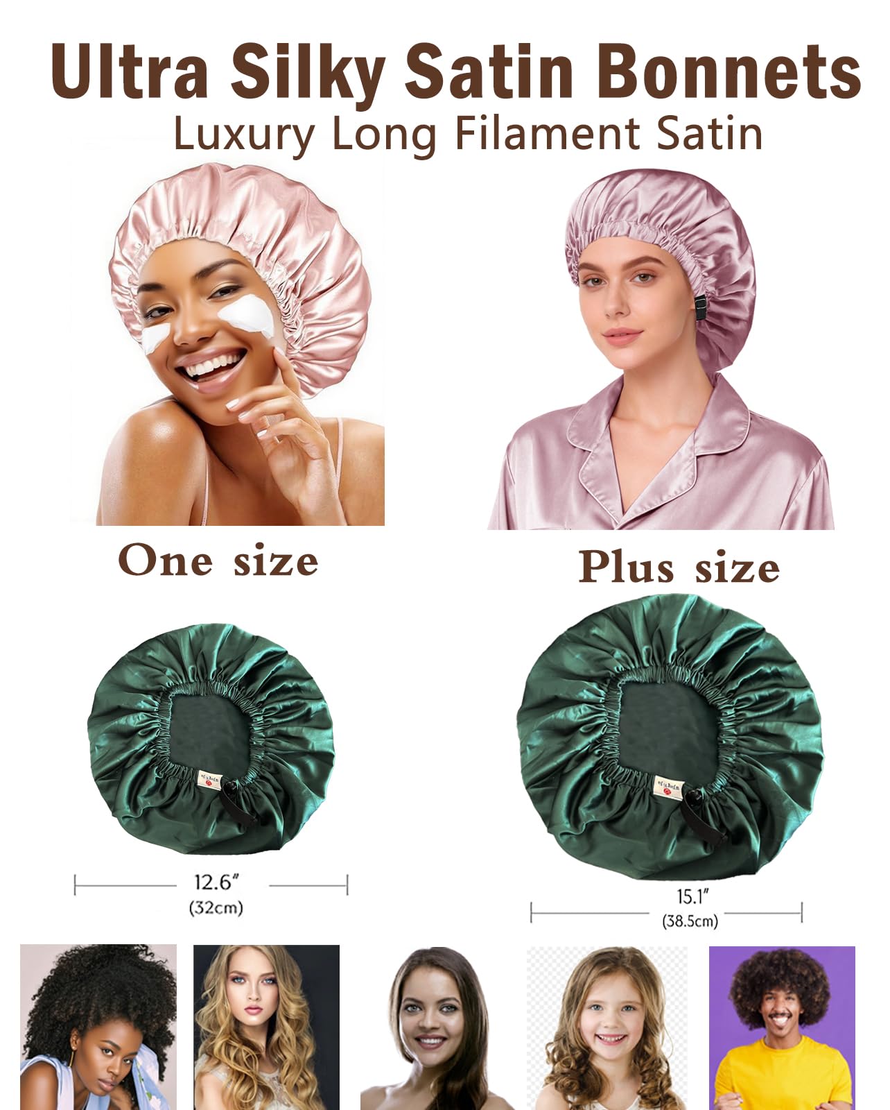 WJing Yi Jia double-layer satin bonnet interior view for gentle hair protection