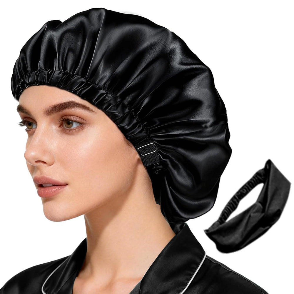 WJing Yi Jia satin bonnet with double-layer design protects hair overnight
