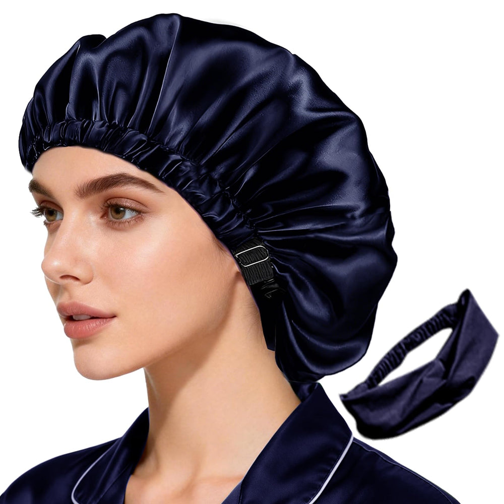 WJing Yi Jia satin bonnet with matching headband included for versatile styling.