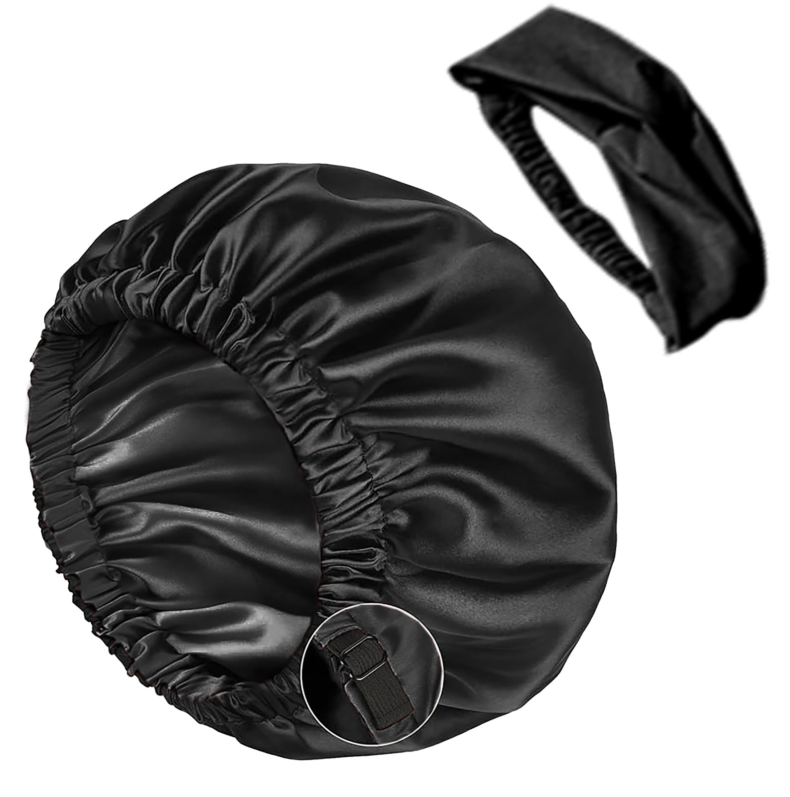 WJing Yi Jia satin bonnet includes a matching headband for versatile styling