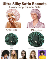 WJing Yi Jia satin bonnet with matching headband demonstrates luxurious lightweight sleep wear