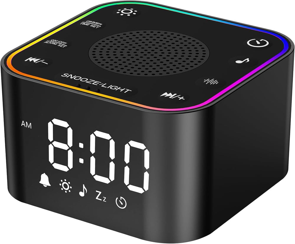 Wkzay Sound Machine Alarm Clock front view shows its calm, user-friendly design