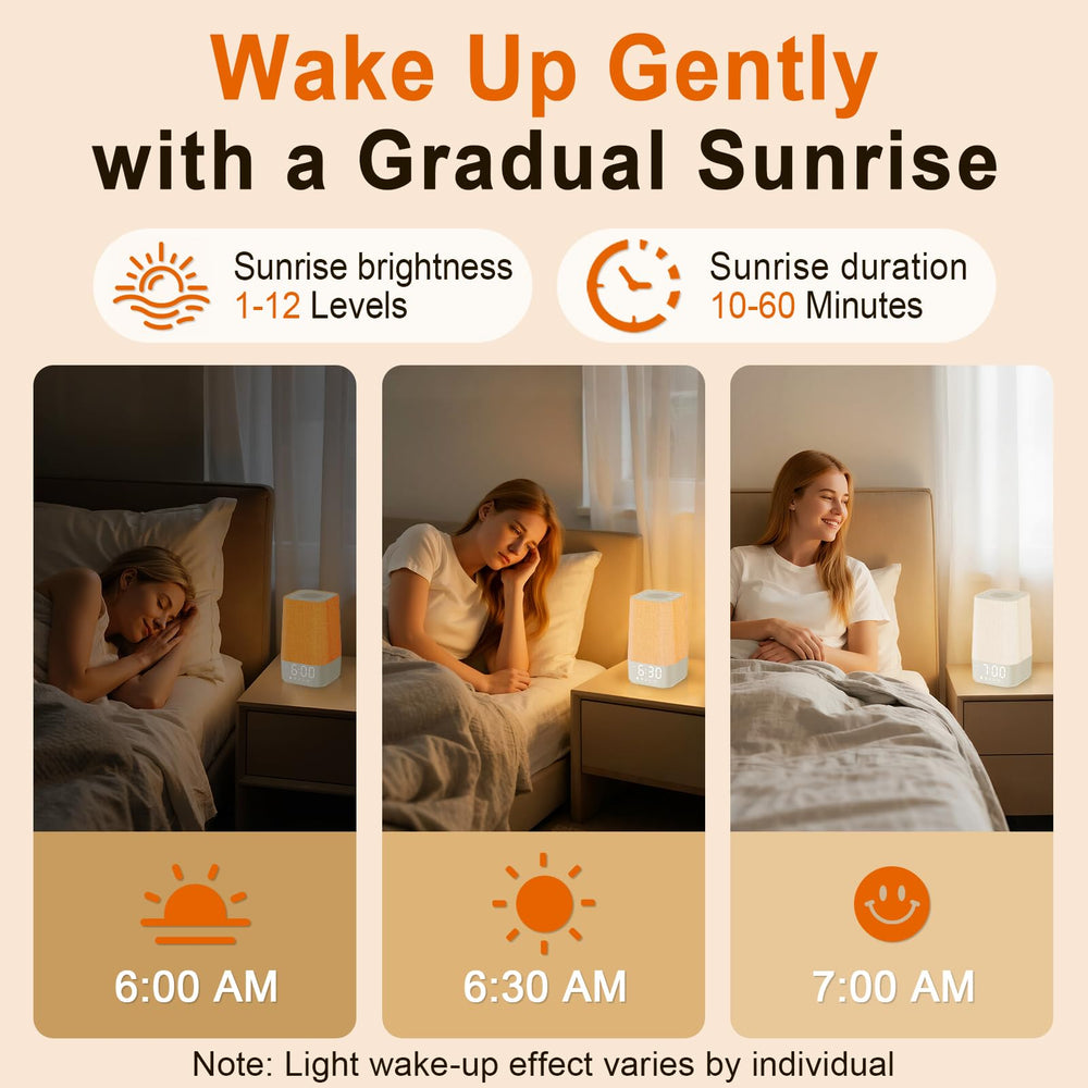 Wkzay sunrise alarm clock showing gradual brightening for gentle mornings