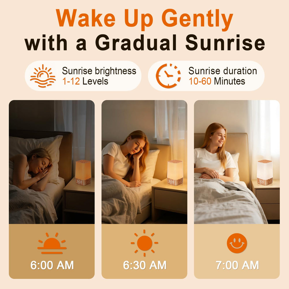 Wkzay Sunrise Alarm Clock noise-dial close-up showing the 30 sounds