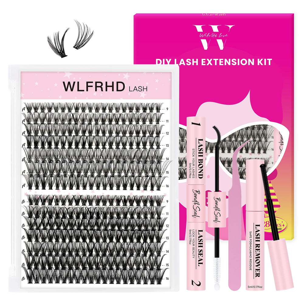 WLFRHD lash clusters kit 280pcs for versatile DIY lash looks.