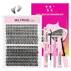 WLFRHD lash clusters kit 280pcs for versatile DIY lash looks.