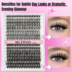 WLFRHD natural wispy clusters enhancing eyes with lightweight, comfortable dramatic effect.