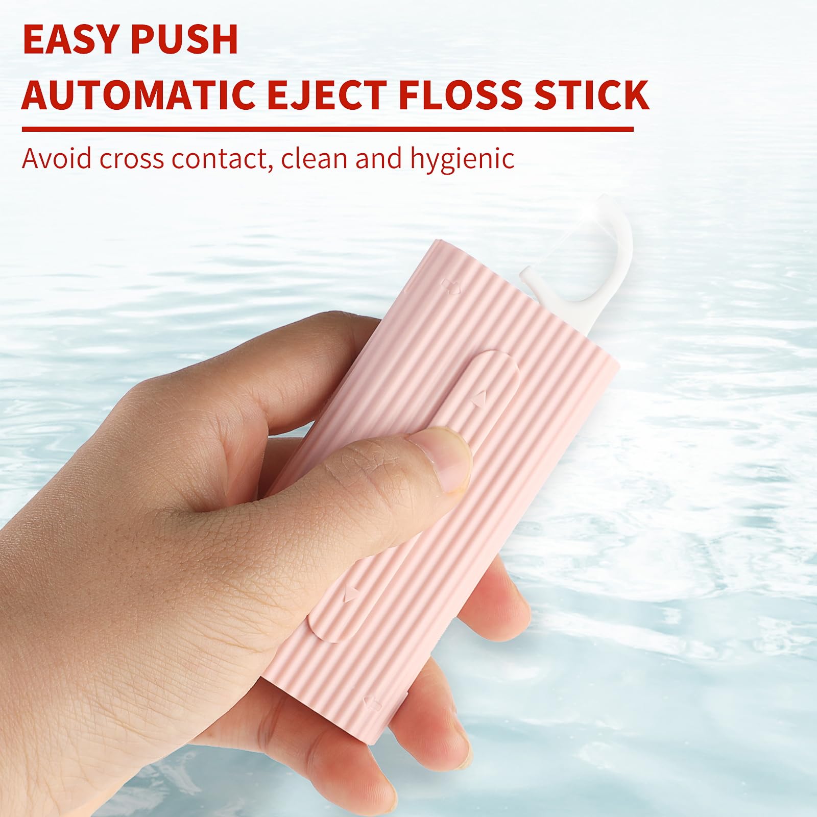 Compact travel floss dispenser in pink perfect for travel