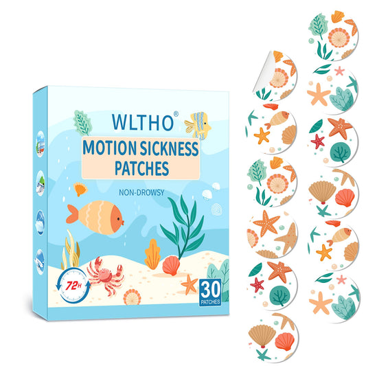 WLTHO motion patches behind-ear seashell pattern provide non-drowsy travel relief