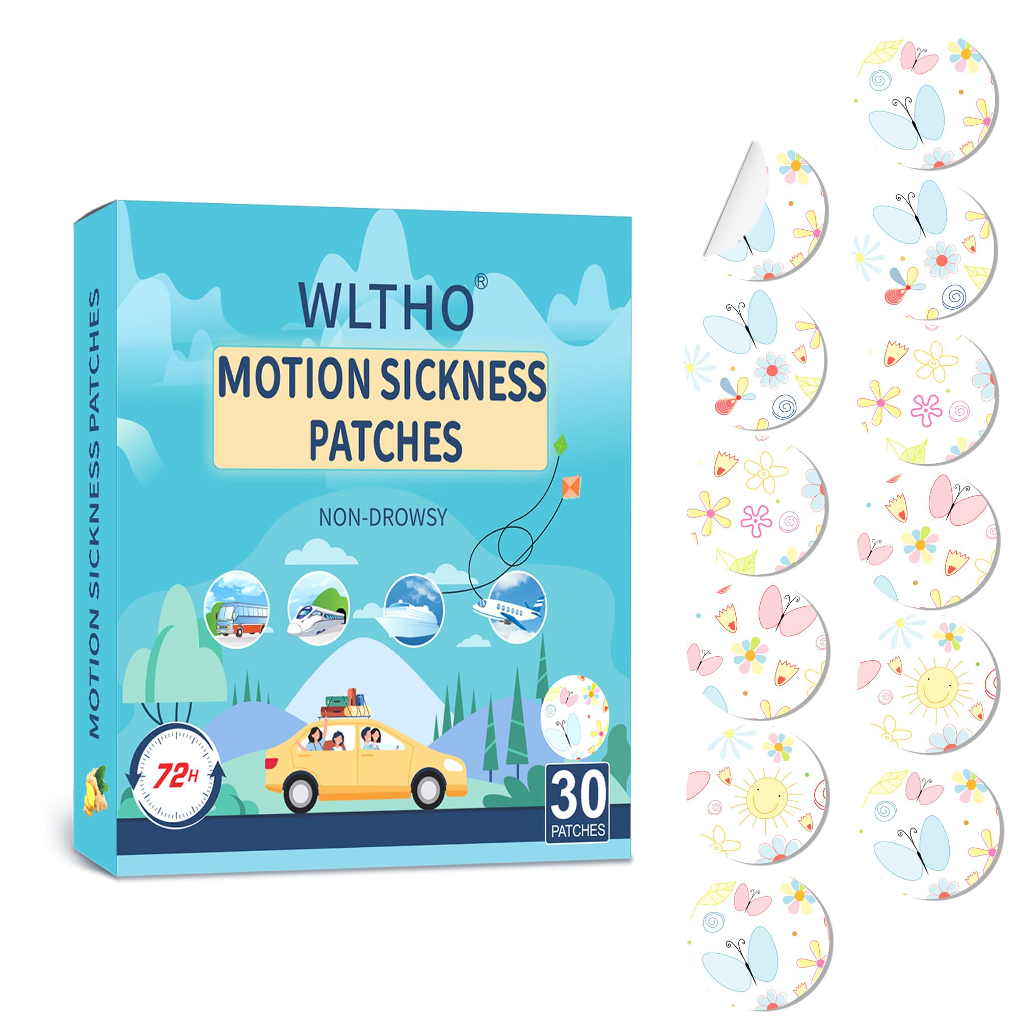 WLTHO motion patches behind the ear provide travel-friendly relief for ride comfort.