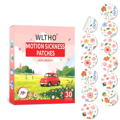 WLTHO motion patches behind-ear for quick, non-drowsy relief during travel.