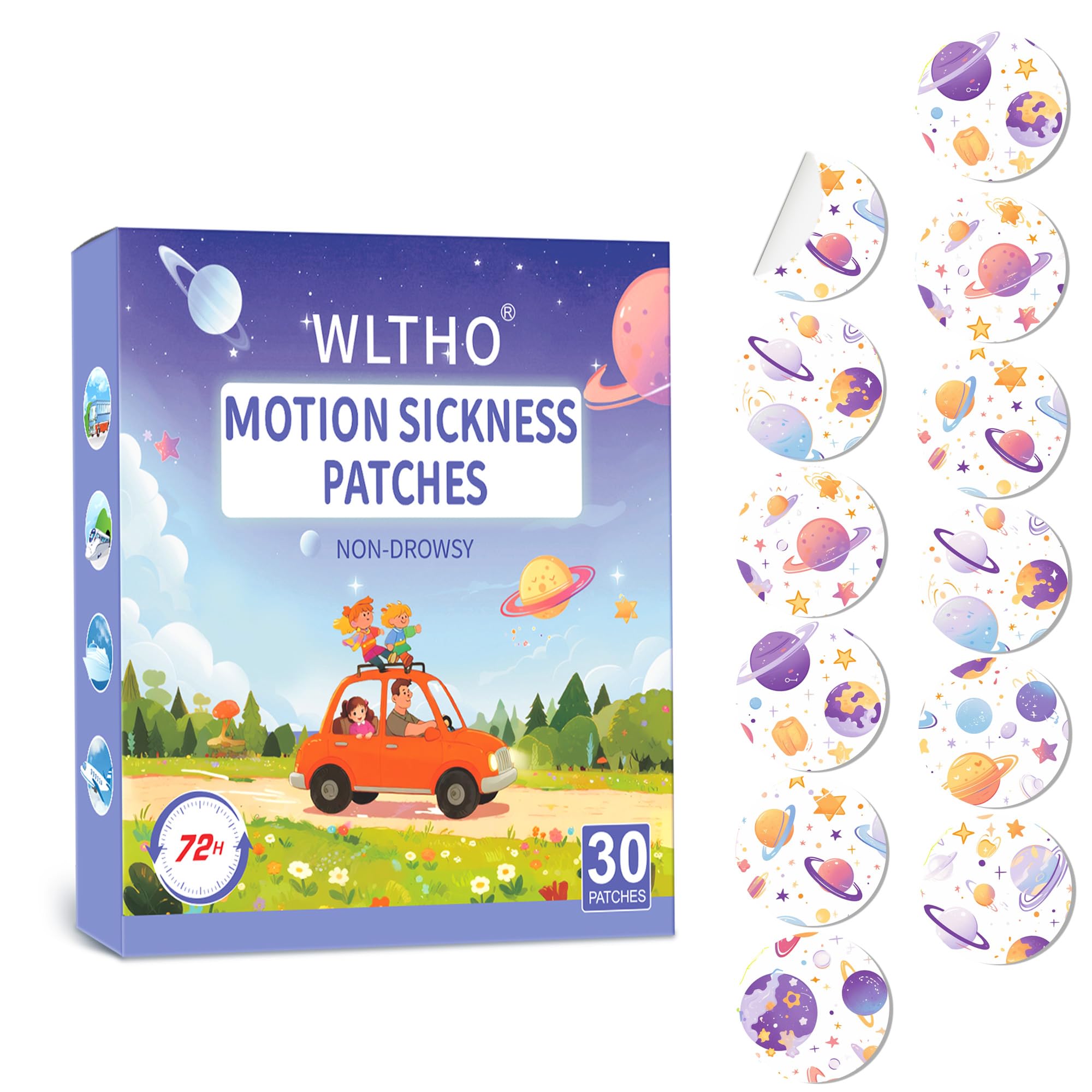 WLTHO motion patches planet-pattern design for travel comfort